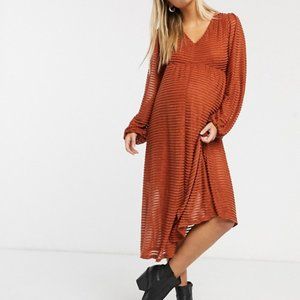 ASOS DESIGN Maternity burnout stripe dress RUST